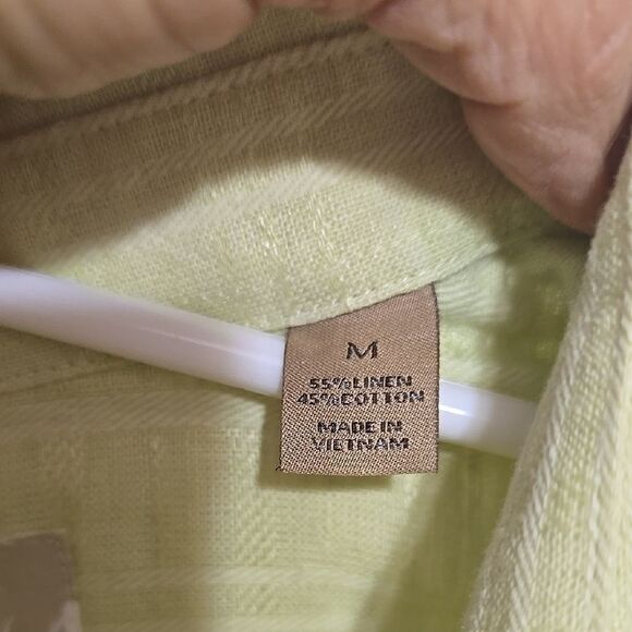 TASSO ELBA Light Green Striped Shirt MEDIUM - Picture 2 of 6